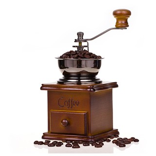 เครื่องบดเมล็ดกาแฟ เครื่องบดกาแฟ Coffee Grinder แบบมือหมุน สแตนเลส (กล่องไม้คลาสสิค)