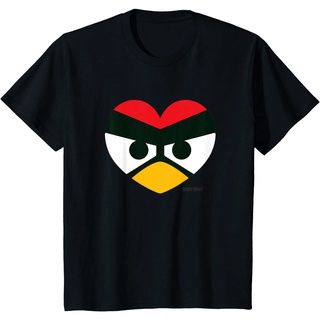 เสื้อยืดผ้าฝ้ายพรีเมี่ยม เสื้อยืด ลายนกโกรธ หัวใจ สีแดง