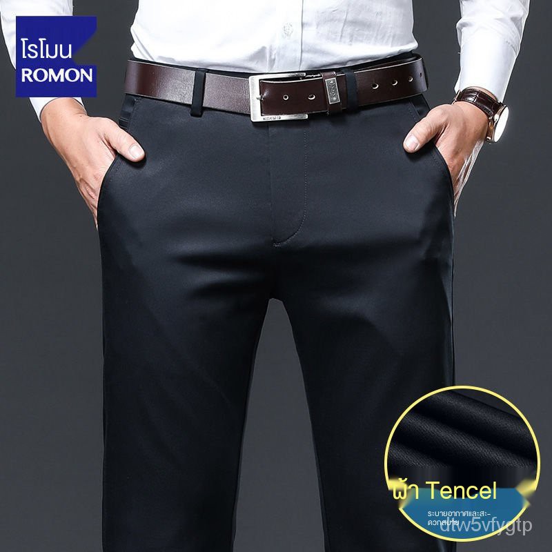 romon-tencel-กางเกงลำลองธุรกิจชายตรงหลวมฤดูใบไม้ผลิและฤดูร้อนใหม่เยาวชนกางเกงบางส่วนกางเกงขายาวน้ำ