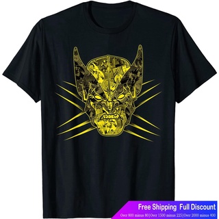 ร์ตูนพิมพ์ฤดูร้อน ย์เสื้อยืด Marvel X-Men Wolverine Yellow Retro Comic Face Logo T-Shirt T-Shirt