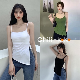 Chili_k❤️kเสื้อครอปสายเดี่ยว สายเดี่ยวไหมพรมถัก อกเว้า แบบครึ่งตัว ผ้านิ่มใส่สบาย สายเดี่ยวเซ็กซี่  แฟชั่น ผู้หญิง11059