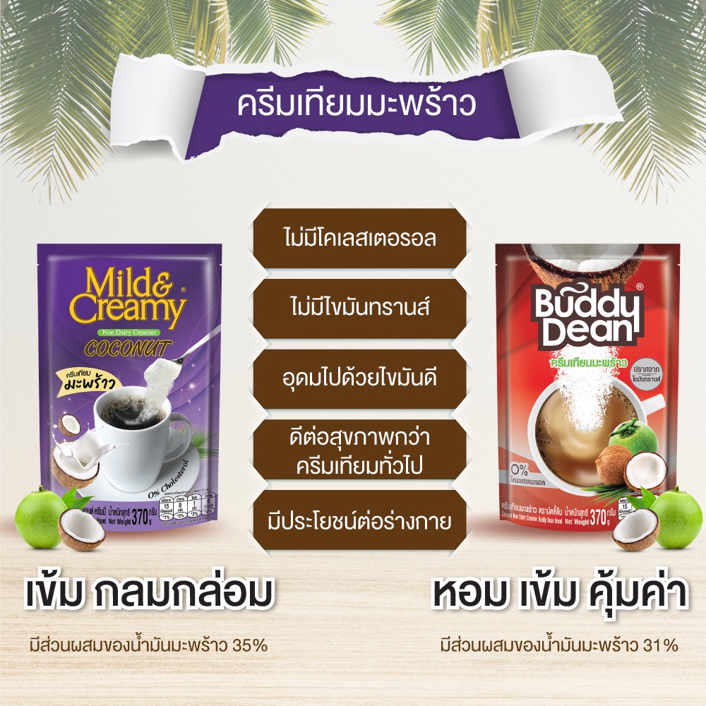 ภาพประกอบของ Mild&Creamy Coconut Coffee Creamer ครีมเทียมมะพร้าว มายด์ แอนด์ ครีมมี่ รุ่น 370 กรัม (คละไซต์)