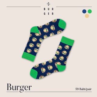 Burger ถุงเท้าแฟชั่น ลายแฮมเบอร์เกอร์ สายสตรีท ถุงเท้าครึ่งแข้ง ราคาถูก คุณภาพดี