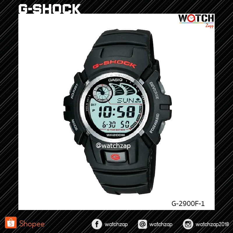 นาฬิกาข้อมือ Casio G-Shock G-2900F-1V Resin Strap Watch Black