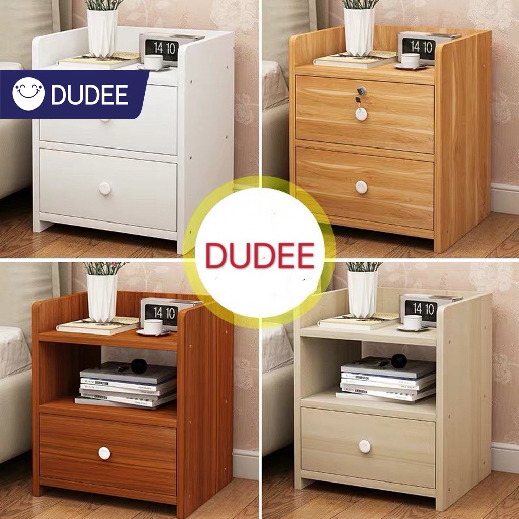 dudee-ชั้นวางของข้างเตียง-ตู้ข้างเตียง-ลิ้นชักหัวเตียง-ทำจากไม้อัด-ทนทาน-ไม้เนื้อแข็ง-ดีไซน์สวยประหยัดพื้นที่