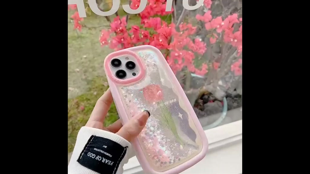 ใหม่-เคสโทรศัพท์มือถือ-มีทรายไหล-ลายดอกทิวลิป-เรืองแสงตอนกลางคืน-ป้องกันฝุ่น-กันกระแทก-สําหรับ-iphone-13-14-pro-max-11-12-pro-max