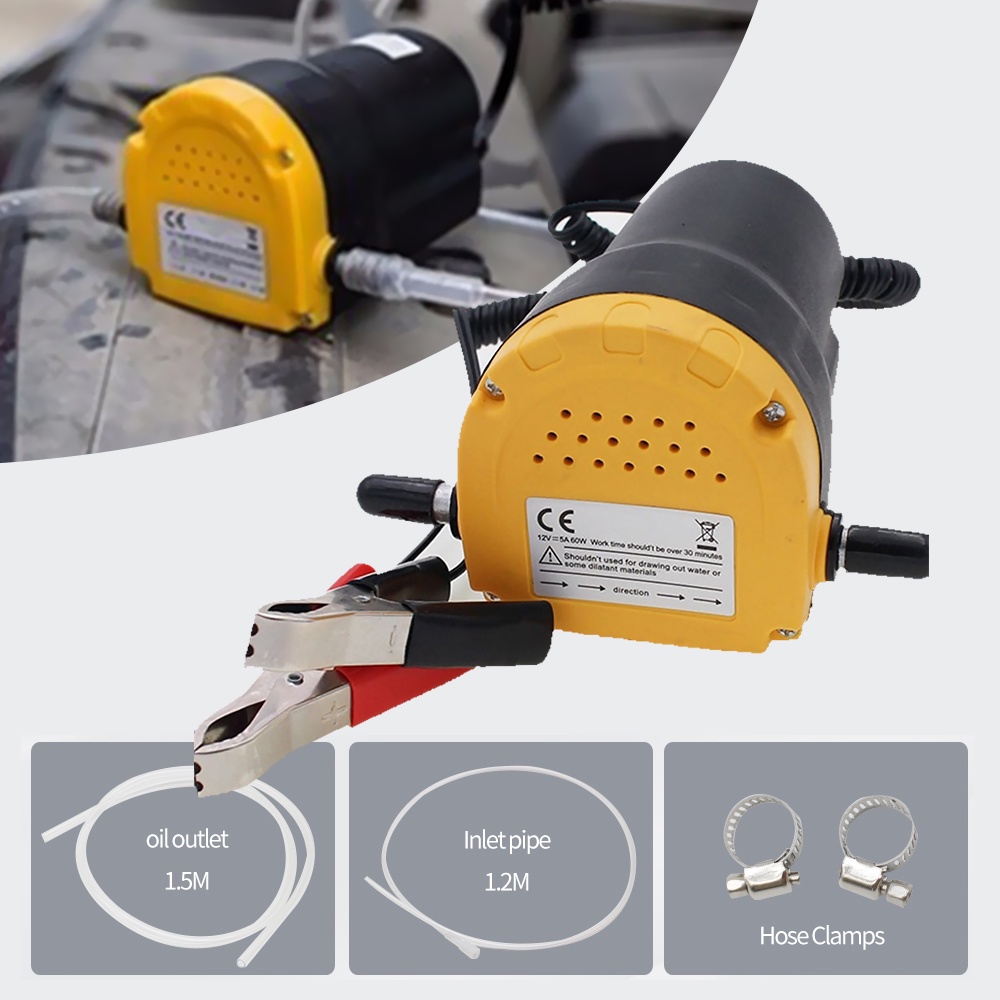 Electric Car Oil Pump 12V 24V 60W Crude Fluid Extractor Transfer Engine Suction Pump Tubes Use