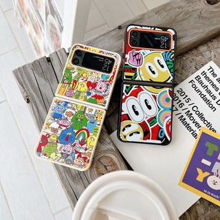 Funny Cartoon Animal Smile Phone Case For Samsung Galaxy Z Flip 4 3 Cover Cute Silicone Cases For Z Flip3 Z Flip4 5G zflip3