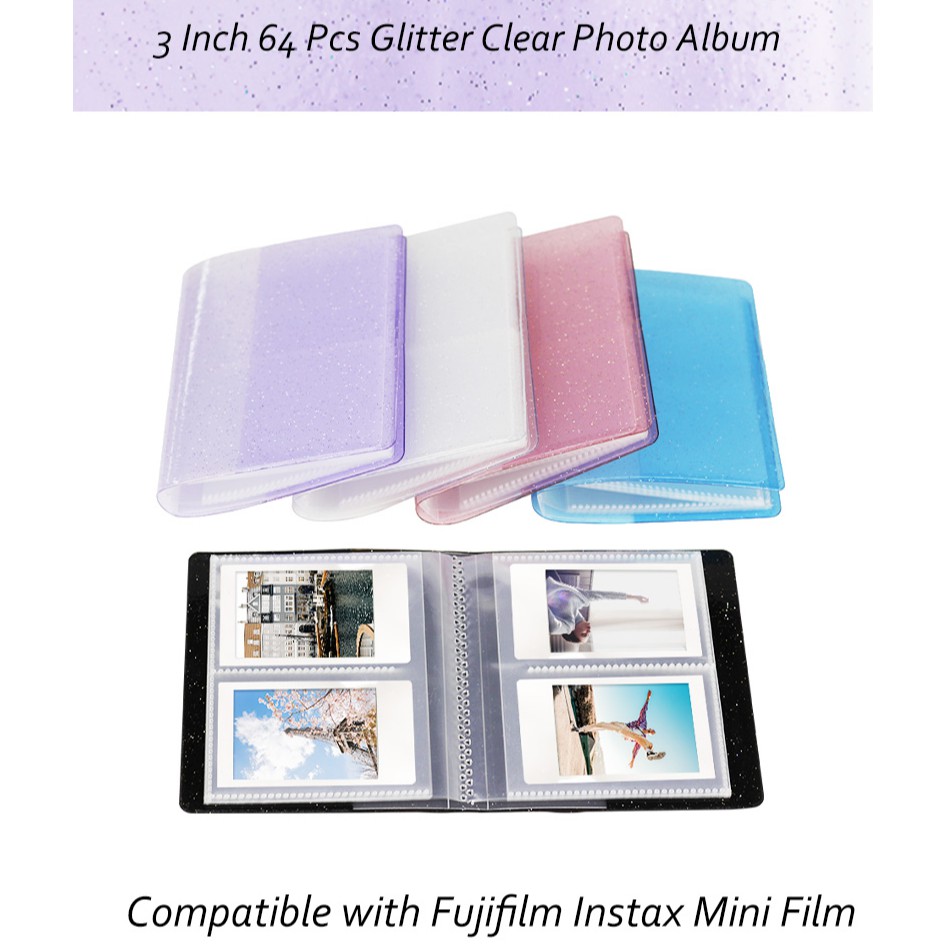 ภาพหน้าปกสินค้าอัลบัมรูป instax mini / นามบัตร (ปกอ่อน ใส่ได้64ใบ) polaroid album
