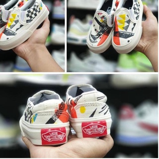 จัดส่งฟรี!! (zom-234) Vans รองเท้าสลิปออน MOMA KIDS สําหรับเด็กผู้ชาย