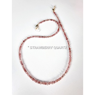 สายคล้องแมส หินนำโชค018 "Strawberry Quartz" "สตอเบอรี่ควอตซ์"