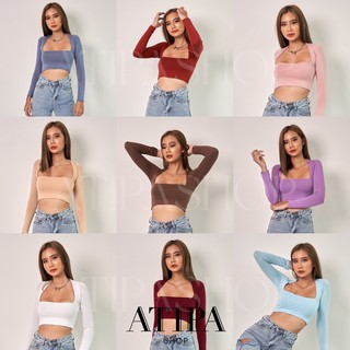 Atipashop - Mirror crop เสื้อครอป แขนยาว