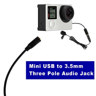 [READY STOCK] Mini USB to 3.5mm Three Pole Audio Jack Microphone Adapter Cable for Gopro Camera