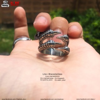 แหวนกงเล็บ เลสเงิน สแตนเลสแท้ stainless 316l แหวนผู้ชาย แหวนแฟชั่น แหวนเท่ๆ แหวนสแตนเลส