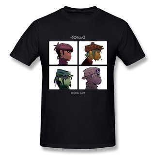 เสื้อยืดวินเทจGildan เสื้อยืดผ้าฝ้าย 100% พิมพ์ลายอัลบั้ม Wunod Gorillaz Demon Days พลัสไซซ์ ของขวัญวันหยุด สําหรับผู้ชา