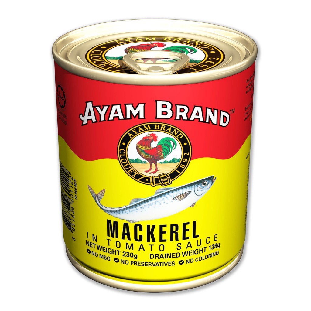 ayam-brand-mackerel-in-tomato-sauce-อะยัม-ปลากระป๋องแมกเคอเรลในซอสมะเขือเทศ-230-กรัม-x-6-กระป๋อง