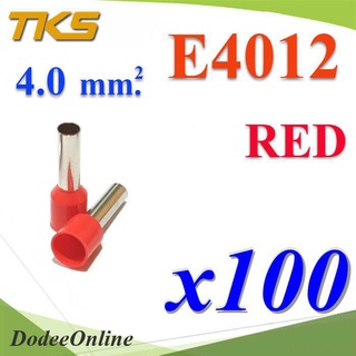 .หางปลากลม คอร์ดเอ็น แบบมีฉนวน สำหรับสายไฟ ขนาด 4.0 Sq.mm (สีแดง แพค 100 ชิ้น) รุ่น E4012-RED DD