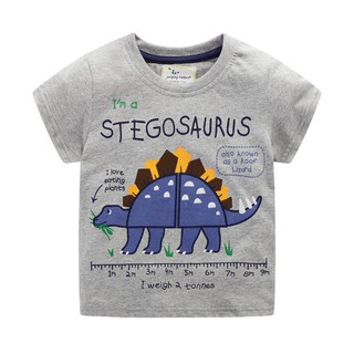 เสื้อยืดเด็ก แขนสั้น ลาย ไดโนเสาร์ stegosaurus สีเทา