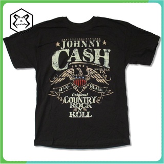 เสื้อยืดแขนสั้นพิมพ์ลาย Johnny Cash Rnr สําหรับผู้ชาย