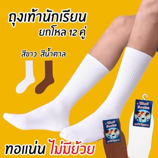 ภาพย่อรูปภาพสินค้าแรกของ((12คู่)) ถุงเท้านักเรียน ไนลอนเนื้อผ้าอย่างดี ถุงเท้าข้อยาว ถุงเท้าสีขาว ถุงเท้าสีน้ำตาล จัดส่งเร็ว ตรานักเรียน