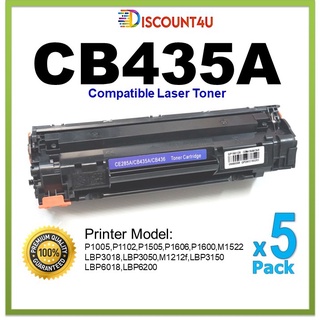 **Pack 5 ** Discount4u ..  ตลับหมึกเลเซอร์เทียบเท่า Toner CB435A / CB435 / 435 / 435A / 35A / 35