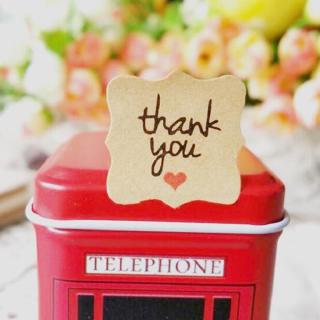 สติกเกอร์ฉลากกระดาษคราฟท์ ลาย Thank you with red heart แฮนด์เมด DIY สําหรับติดบรรจุภัณฑ์ 120 ชิ้น