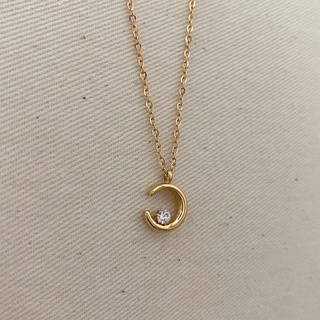 ภาพหน้าปกสินค้าimean.store - Moonshine necklace 🌙 สร้อยคอจี้รูปดวงจันทร์งานไทเทเนี่ยมชุบทองเค 18k gold ซึ่งคุณอาจชอบสินค้านี้