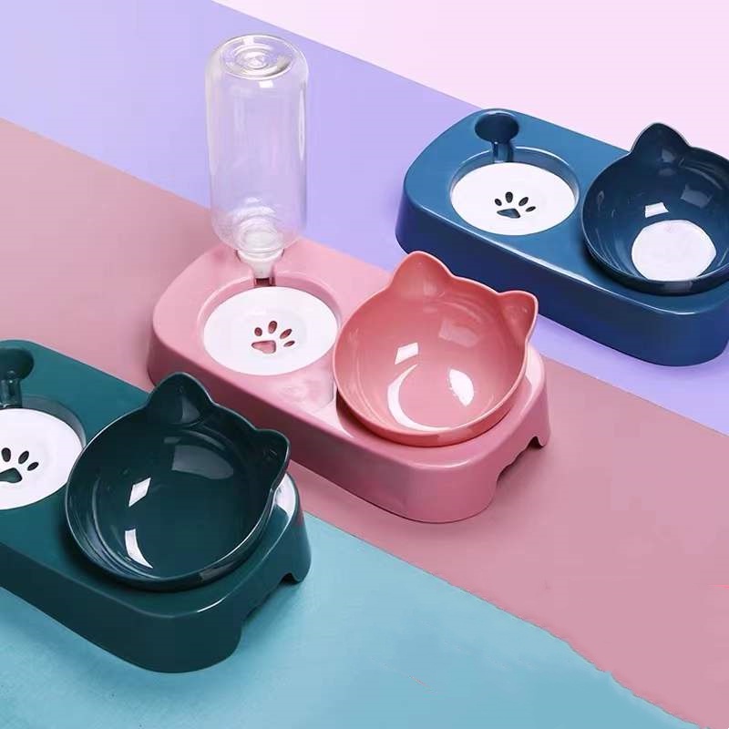 c-amp-d-พร้อมส่ง-pet-bowl-ชามให้อาหารพร้อมน้ำสำหรับสุนัขและแมว-ชามอาหารหมาแมว-พร้อมให้น้ำอัตโนมัติ-ชามอาหารสัตว์เลี้ยง