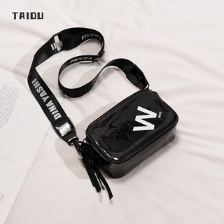 TAIDU กระเป๋าสะพายข้าง ไหล่ข้างหนึ่ง กระเป๋าสี่เหลี่ยมเล็ก เวอร์ชั่นเกาหลี หนังสิทธิบัตร แฟชั่น กระเป๋านักเรียน