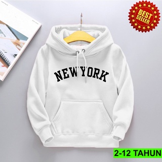 เสื้อกันหนาว มีฮู้ด ลาย NEW YORK สําหรับเด็กผู้ชาย ผู้หญิง อายุ 2 3 4 5 6 7 8 9 10 11 12 ปี