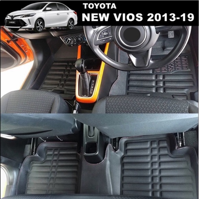 พรมปูพื้นรถยนต์5d-vios-2013-2019-ปั๊มขึ้นรูป-3ชิ้น