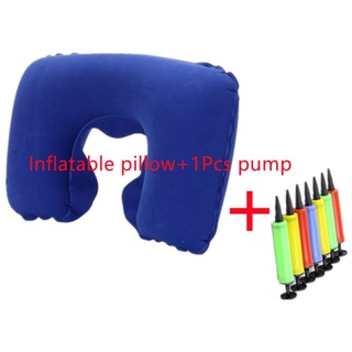 【บลูไดมอนด์】PVC Flocking Inflatable Pillow for Outdoor Travel By Pillow U - Shaped Pillow Office Nap Head Rest Air Cushi