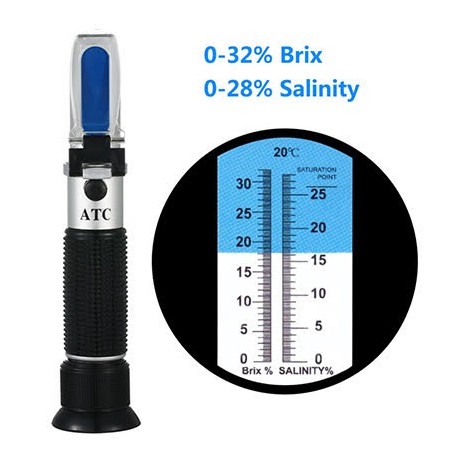 เครื่องวัดความเค็มและความหวาน-2-in-1-brix-amp-salinity-refractometer-0-32-brix-0-28-salinity-with-atc