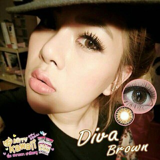 Diva Brown (1)(2) Kitty Kawaii สีน้ำตาล ทรีโทน น้ำตาล 3โทน เลนส์พรีเมี่ยม ค่าอมน้ำสูง Contact Lens Bigeyes คอนแทคเลนส์
