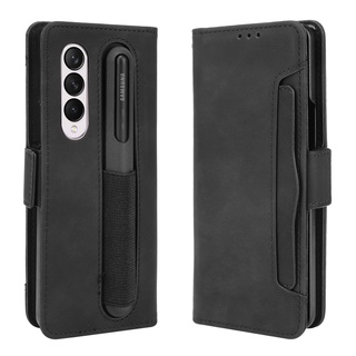 Multi-Card Slots Pencil Holder Casing Samsung Galaxy Z Fold3 5G Wallet Case Galaxy Z Fold 3 5G PU Leather Magnetic Buckle Flip Cover