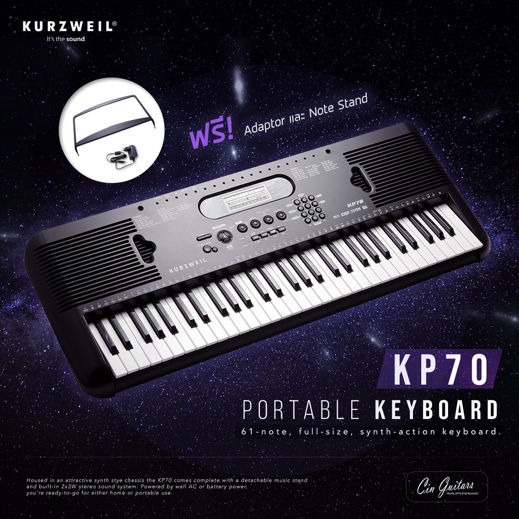 kurzweil-kp70-เปียโนไฟฟ้า-61-keys-รุ่นพกพา-รับประกัน-1-ปี
