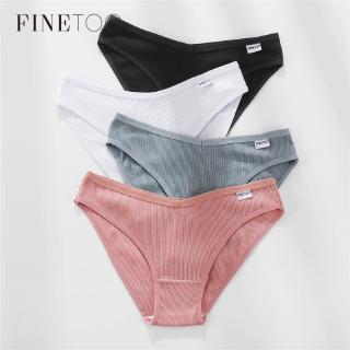 finetoo กางเกงชั้นใน ผ้าฝ้าย ขอบตัววี สำหรับผู้หญิง ขนาด M - XL