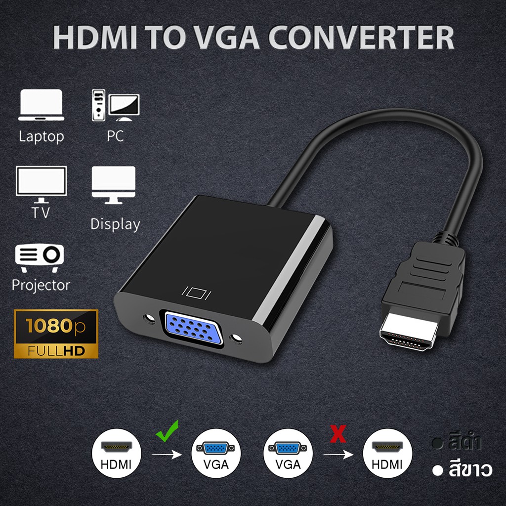 รูปภาพของส่งไวจากไทย R11สายแปลงสัญญาณHDMI to VGA หัวแปลงHDMI เป็นVGA (HDMI To VGA Converter) ตัวแปลงสัญญาณ HDMI TO VGAลองเช็คราคา