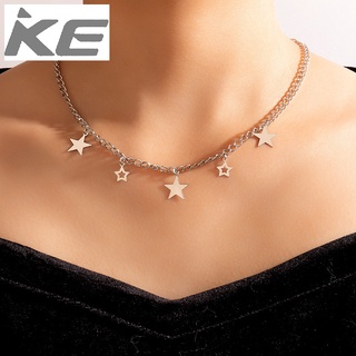 Clavicle chain Star hollow single necklace Geometric five-pointed star disc necklace for girls