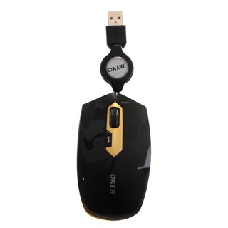 USB Optical Mouse OKER (MS-283) Black (เก็บสาย)