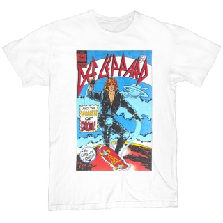 เสื้อยืดโอเวอร์ไซส์ใหม่สไตล์ขายร้อน Def Leppard Of Doom Mens White Rock T ShirtS-3XL