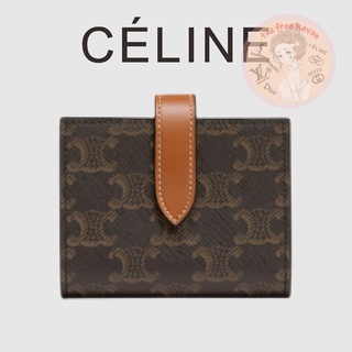 Shopee ราคาต่ำสุด 🔥ของแท้ 100% 🎁Celine Brand New Small Logo Print Sheepskin Band Wallet