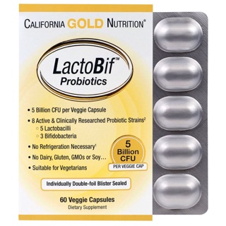 สินค้า California Gold Nutrition, LactoBif Probiotics, 5 Billion CFU, 60 Veggie Capsules