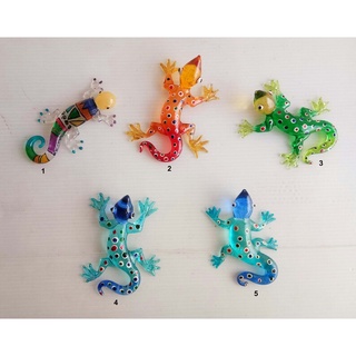 แก้วเป่า งานเป่าแก้วเป็นโมเดลตุ๊กแก Blown Glass Gecko Animals Figurines Handmade Decor Collectibles #M1