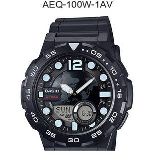 CASIO AEQ-100W-1A นาฬิกาข้อมือ นาฬิกาผู้ชาย สายเรซิ่น ของแท้100%