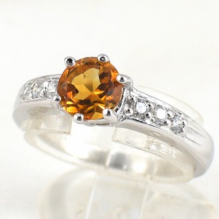 💎S1056 แหวนพลอยแท้ แหวนเงินแท้ชุบทองคำขาว พลอยซิทรินแท้ 100%