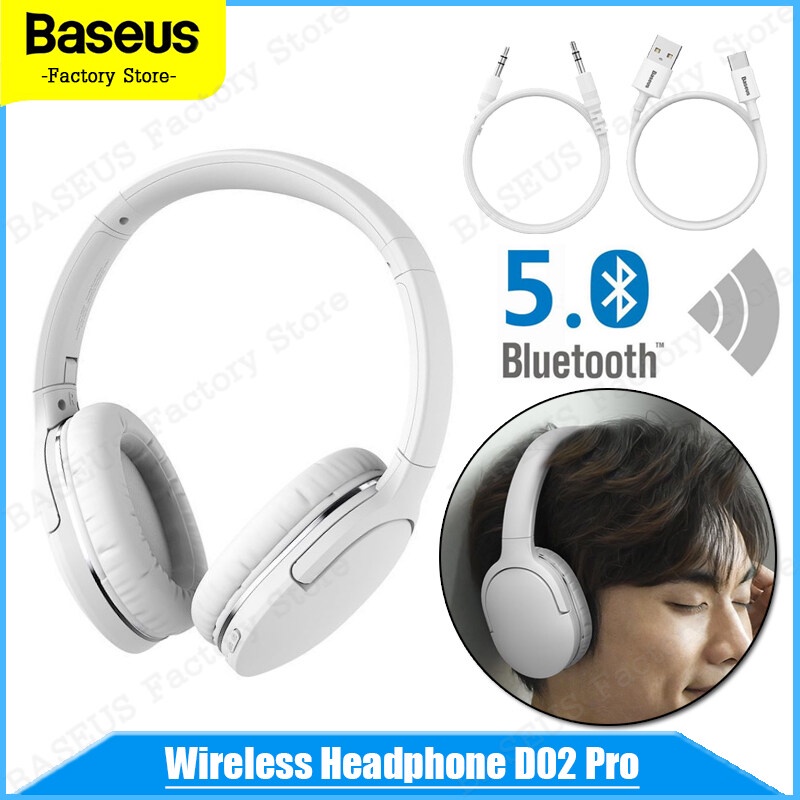 ภาพหน้าปกสินค้าBaseus D02 Pro Wireless Headphones Bluetooth 5.0 Sport Earphones with Audio Cable for IPhone Tablet Laptop Headset Ear Buds Natural Sound Player Extraordinary Sound Effect