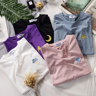 🌟𝗔𝗟𝗜𝗖𝗘𝗕𝗥𝗔🌟พร้อมส่ง!! เสื้อยืด ลายปัก Day &amp; Night สวมใส่สบาย ไม่ร้อน ผ้านิ่ม