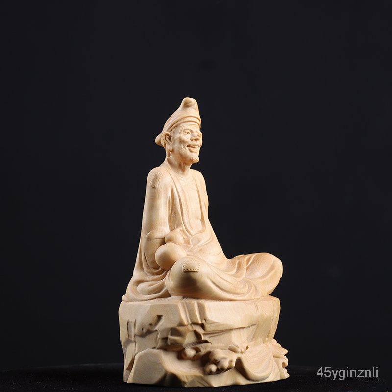 yueqing-boxwood-ไม้แกะสลัก-jigong-living-buddha-ของตกแต่งบ้านของขวัญงานฝีมือแกะสลักบ้านทำด้วยมือพระพุทธรูปพระอรหันต์-cvh