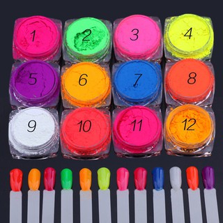 Aimy ผงกลิตเตอร์นีออน สําหรับตกแต่งเล็บ DIY 12 สี ต่อชุด